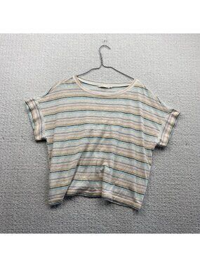Y2K Prana Striped T-Shirt Size Wom Sz XS Pastel Boho Indie Festival Outdoor
